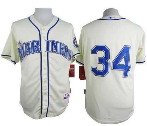 Mariners #34 Felix Hernandez Cream Alternate Cool Base Stitched MLB Jersey - Click Image to Close